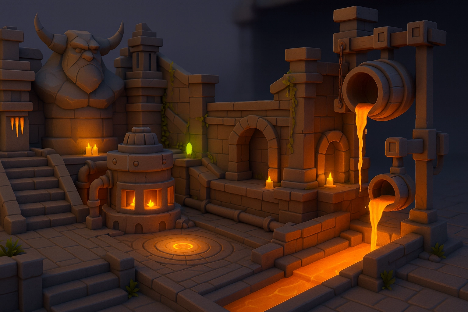 Ancient Temple Courtyard