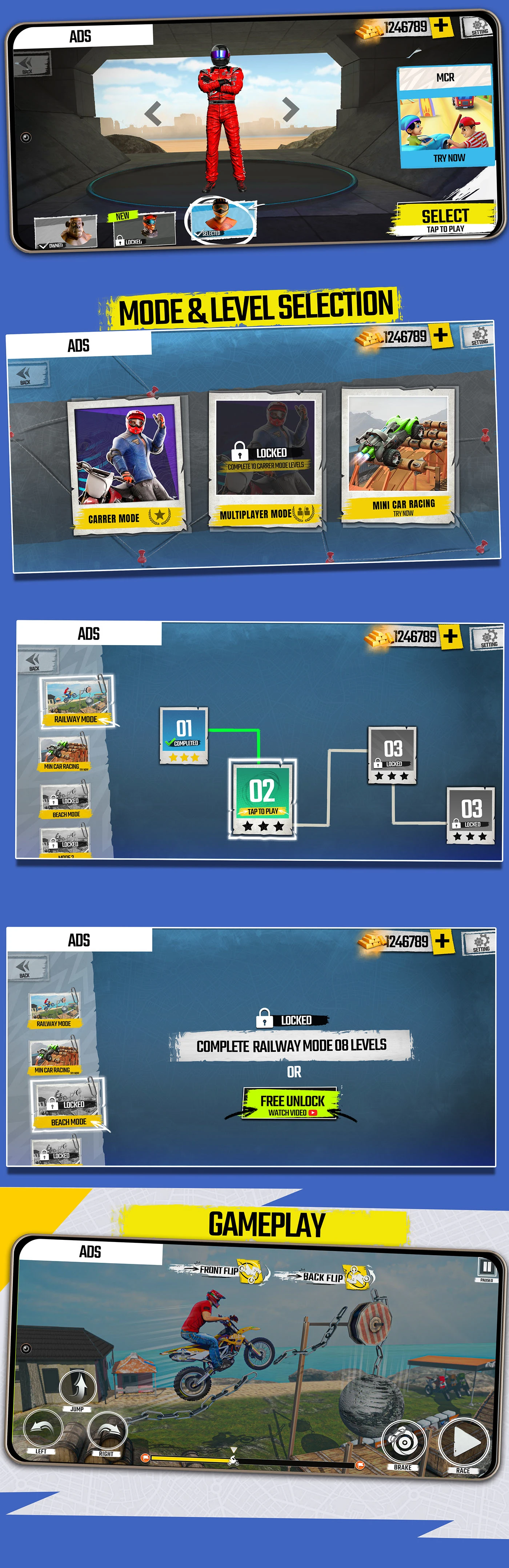 Mountain Bike Stunt Racing - Complete UI Flow - 3