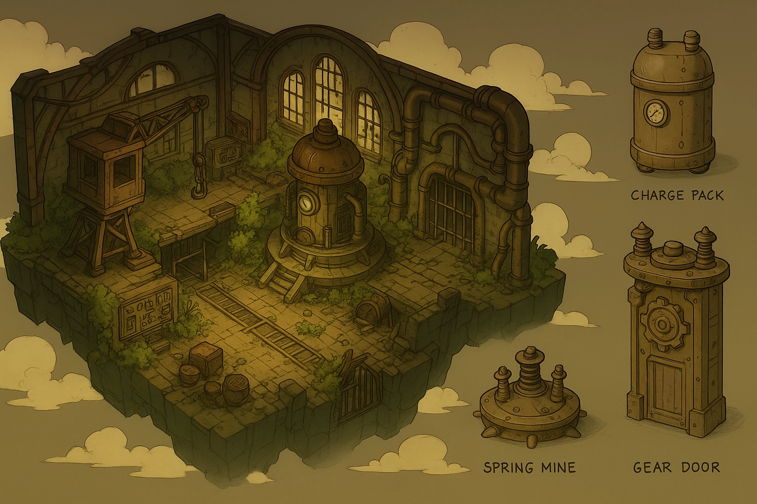 Steampunk Floating Island