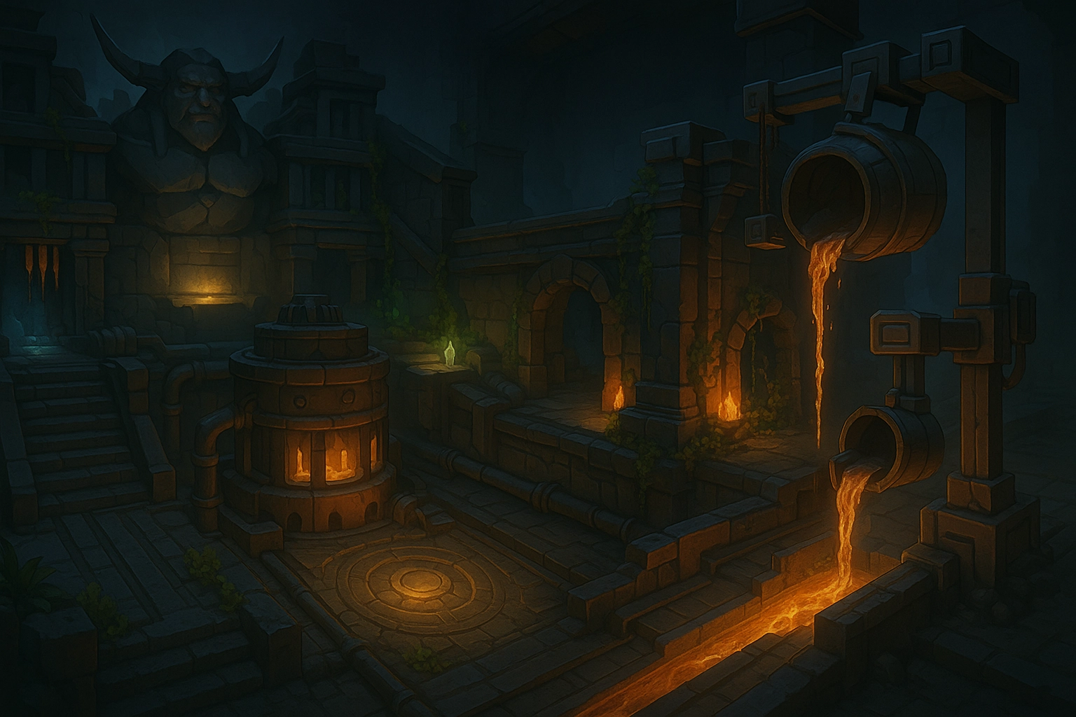 Torchlit Dungeon Chamber