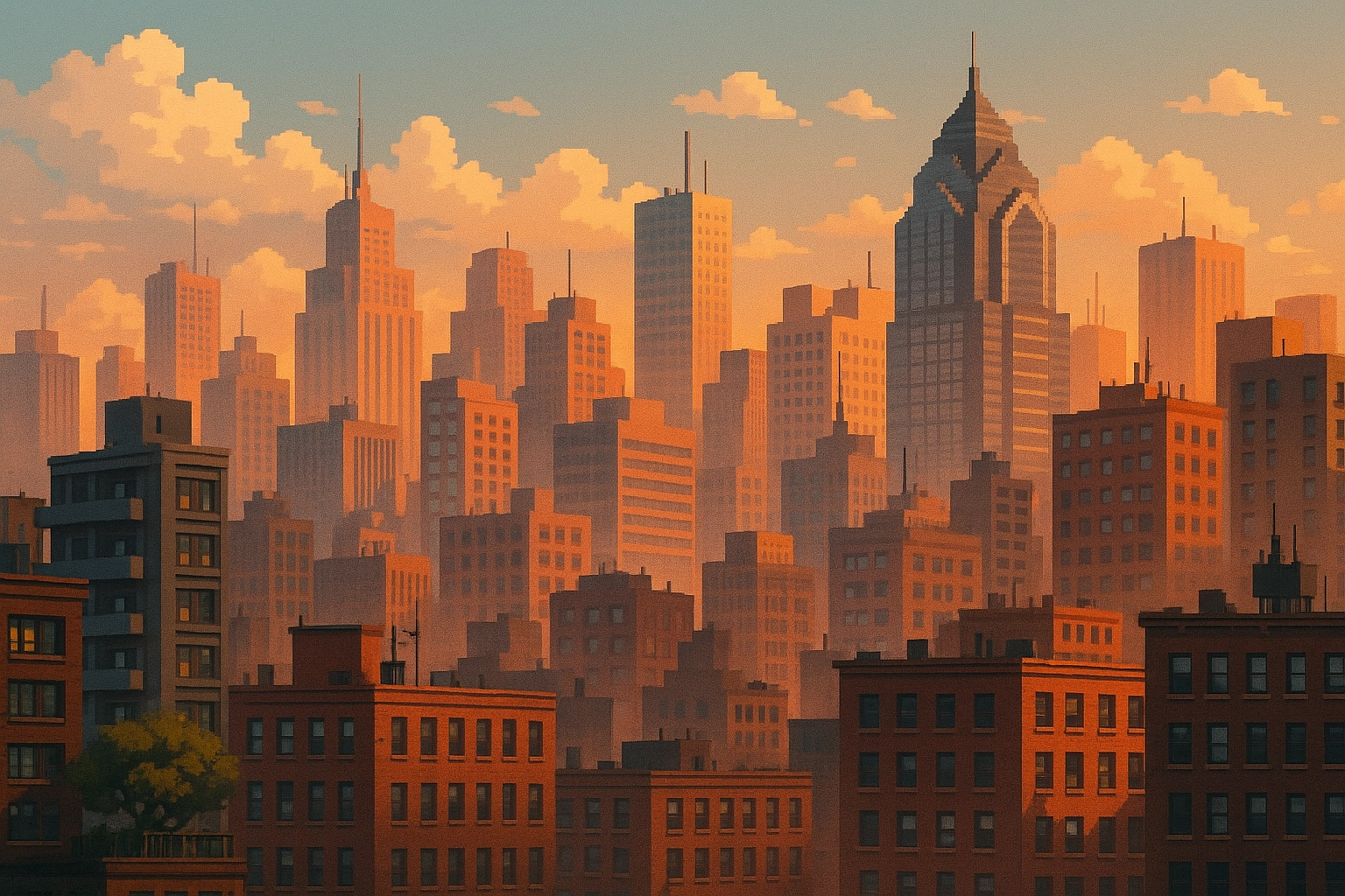 Urban Sunset Cityscape